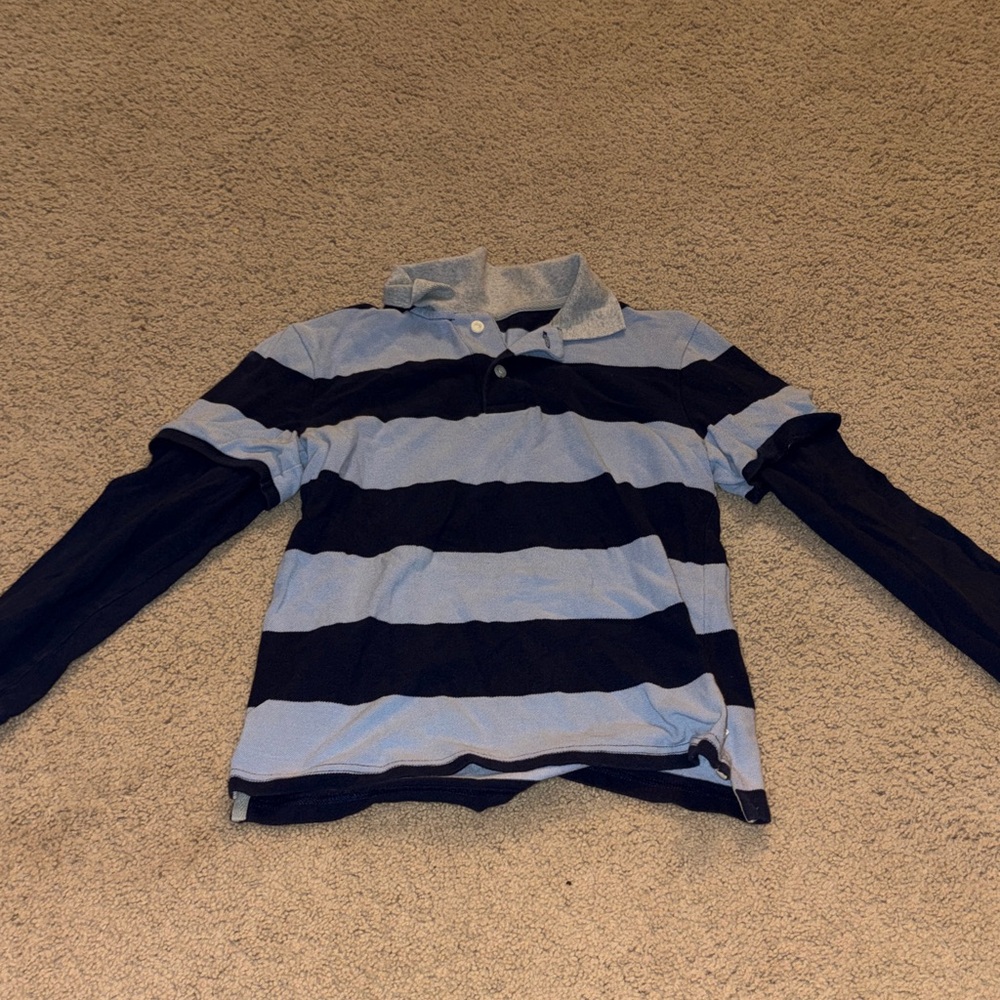 GAP Kids Polo Shirt - Light Blue and Black Stripes